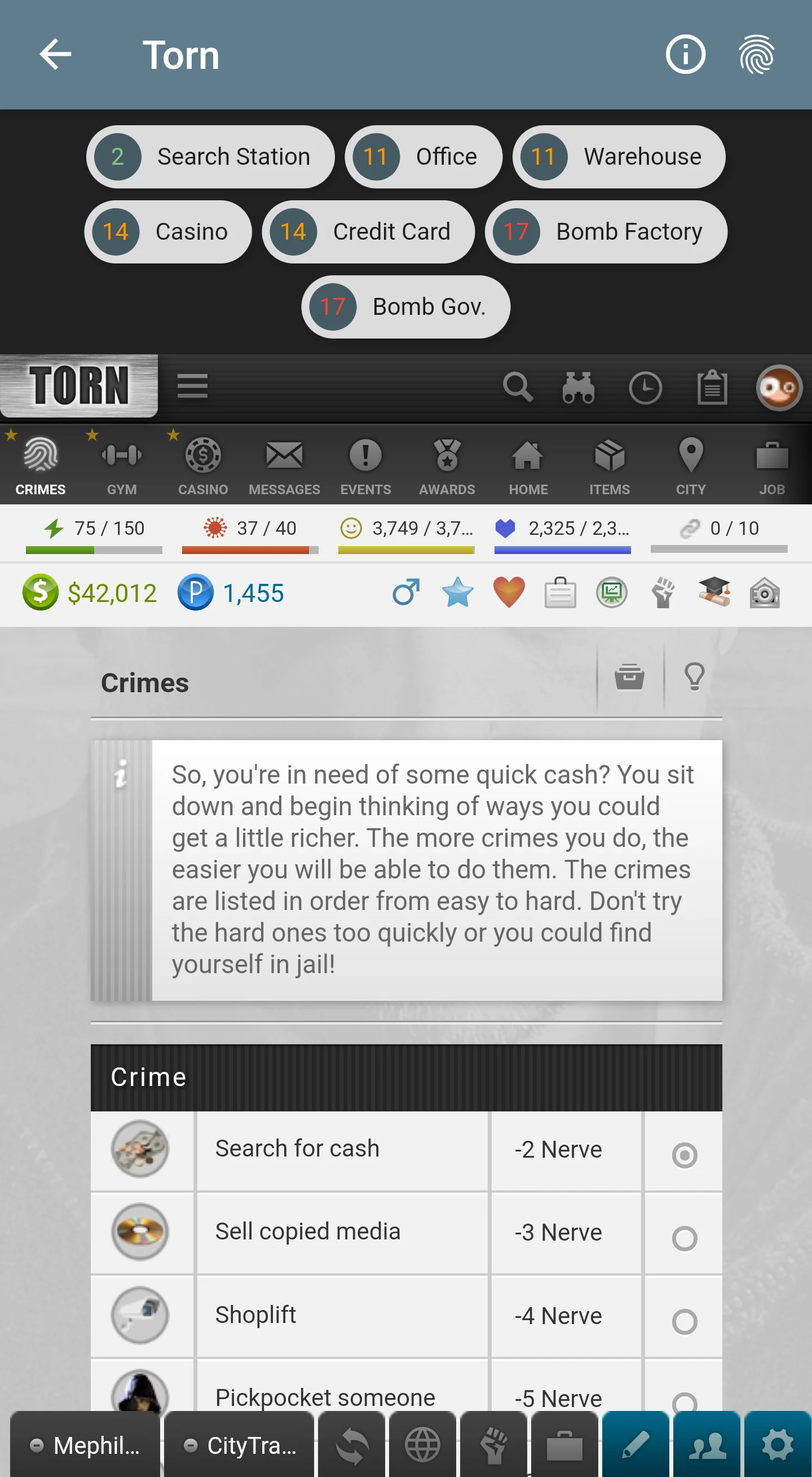 Torn PDA screenshot